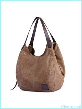 Multi-Pocket Hobo Bag for Women Canvas Shoulder Handbag